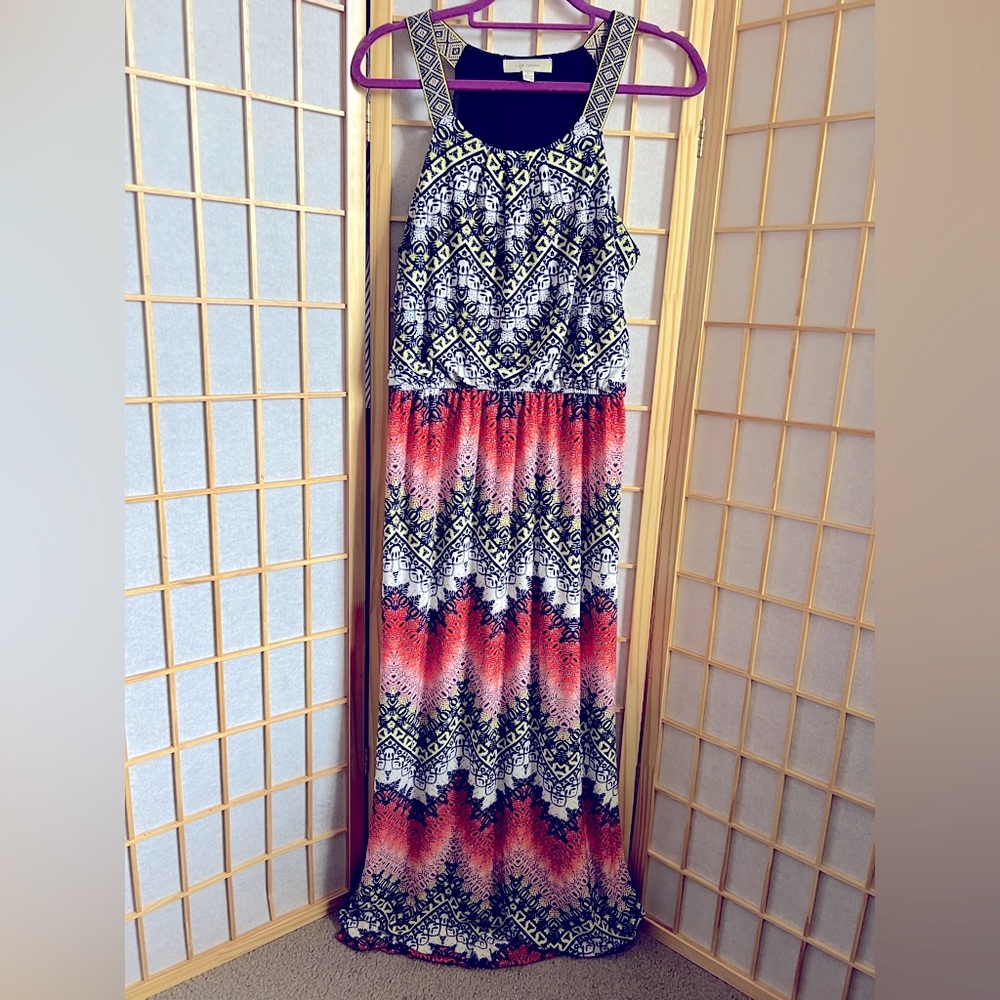 Black and Pink Sleeveless Scoop Neck Sundress